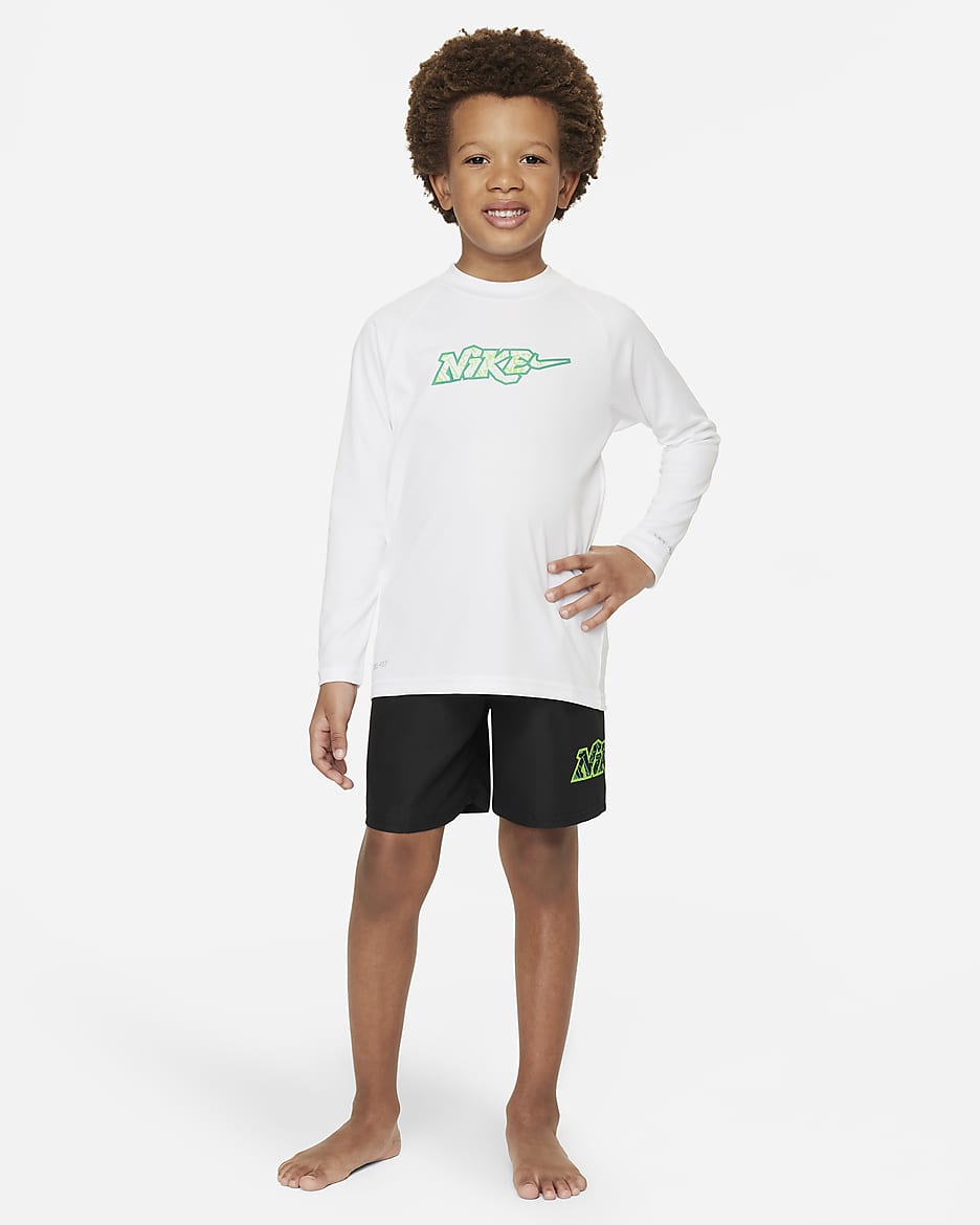 Playera de manga larga Hydroguard para niño talla pequeña Nike Swim - Blanco