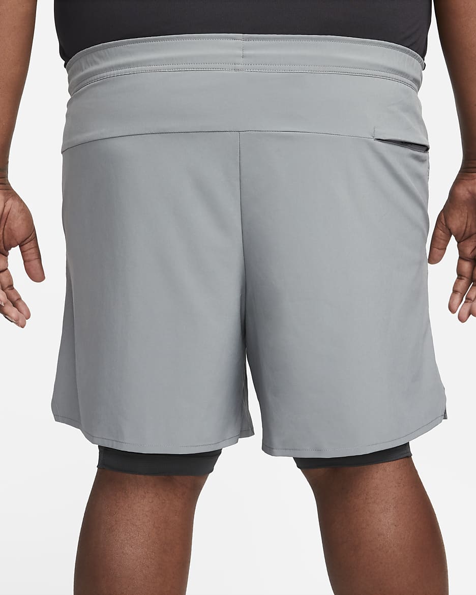 Nike Unlimited Men's Dri-FIT 18cm (approx.) 2-in-1 Versatile Shorts - Smoke Grey/Dark Smoke Grey/Black/Smoke Grey