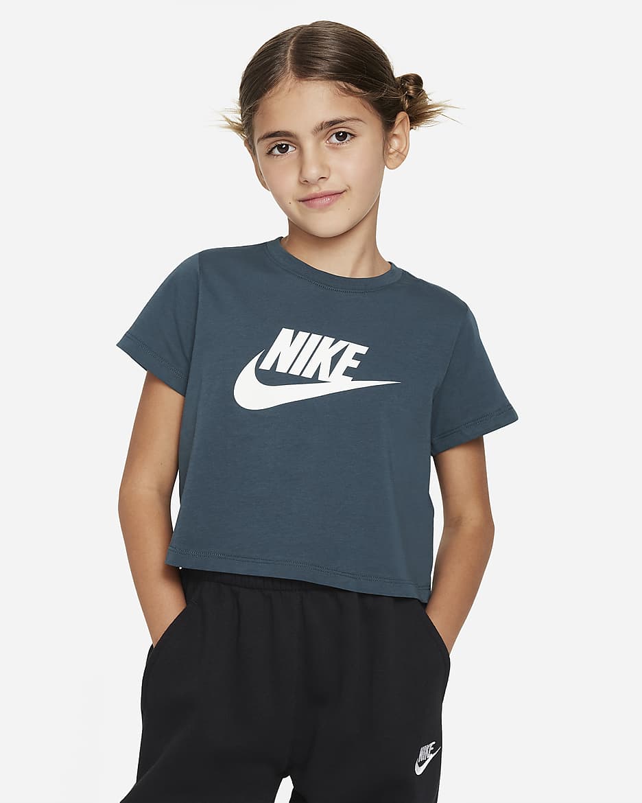 Nike Sportswear Older Kids' (Girls') Cropped T-Shirt - Deep Jungle