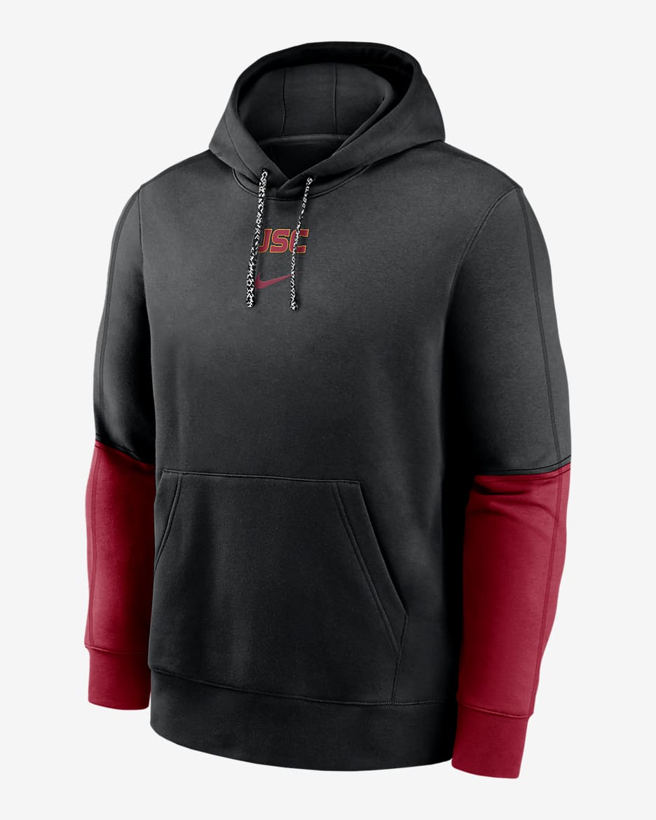 Sudadera con gorro sin cierre universitaria Nike para hombre USC Trojans Sideline Team Issue Club  - Negro
