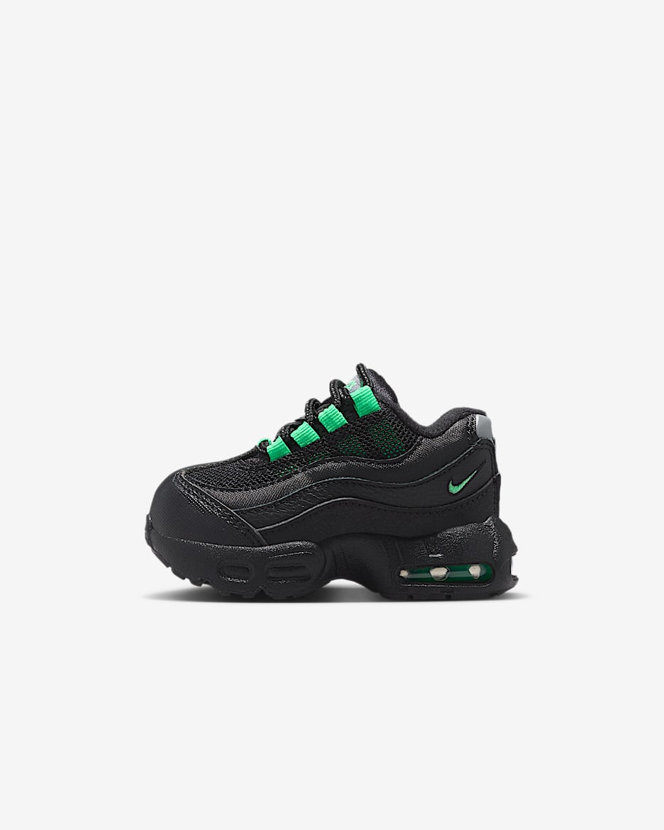 Nike Air Max 95 Recraft Baby/Toddler Shoes - Black/Black/Pearl Grey/Green Shock