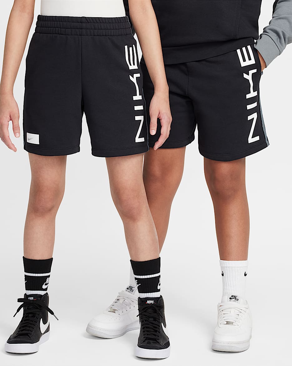 Nike Multi Older Kids' Dri-FIT Fleece Shorts - Black/Smoke Grey/Black/White