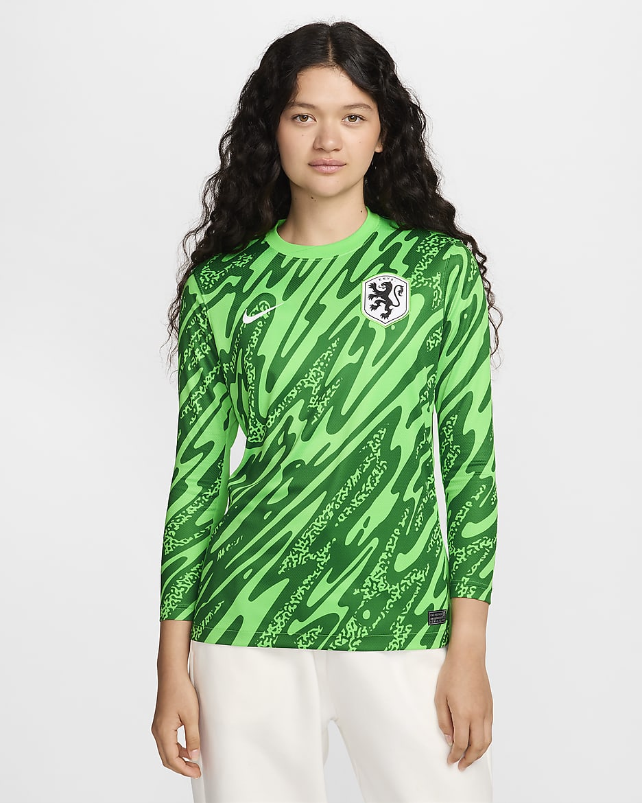 Hollandia (női csapat) 2024/25 Stadium Goalkeeper Nike Dri-FIT női replika futballmez - Green Spark/Pine Green/Fehér