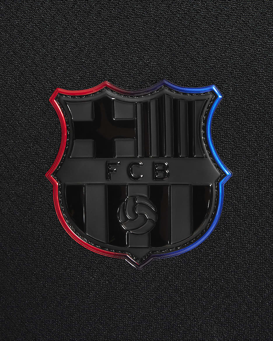 FC Barcelona 2024/25 Stadium Away Big Kids' Nike Dri-FIT Soccer Replica Jersey - Black/University Red/Hyper Royal/Black