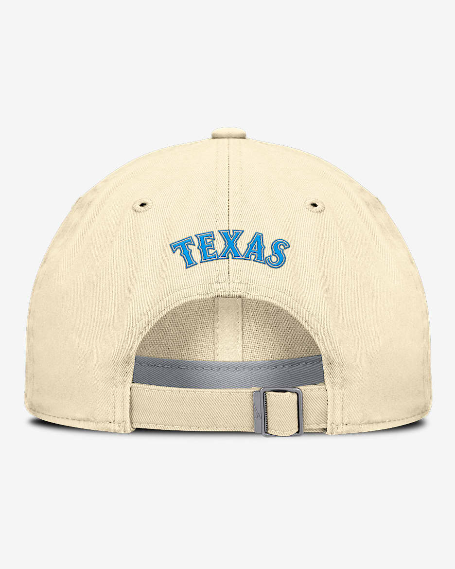 Gorra Nike de la MLB ajustable para hombre Texas Rangers Club - Leche de coco