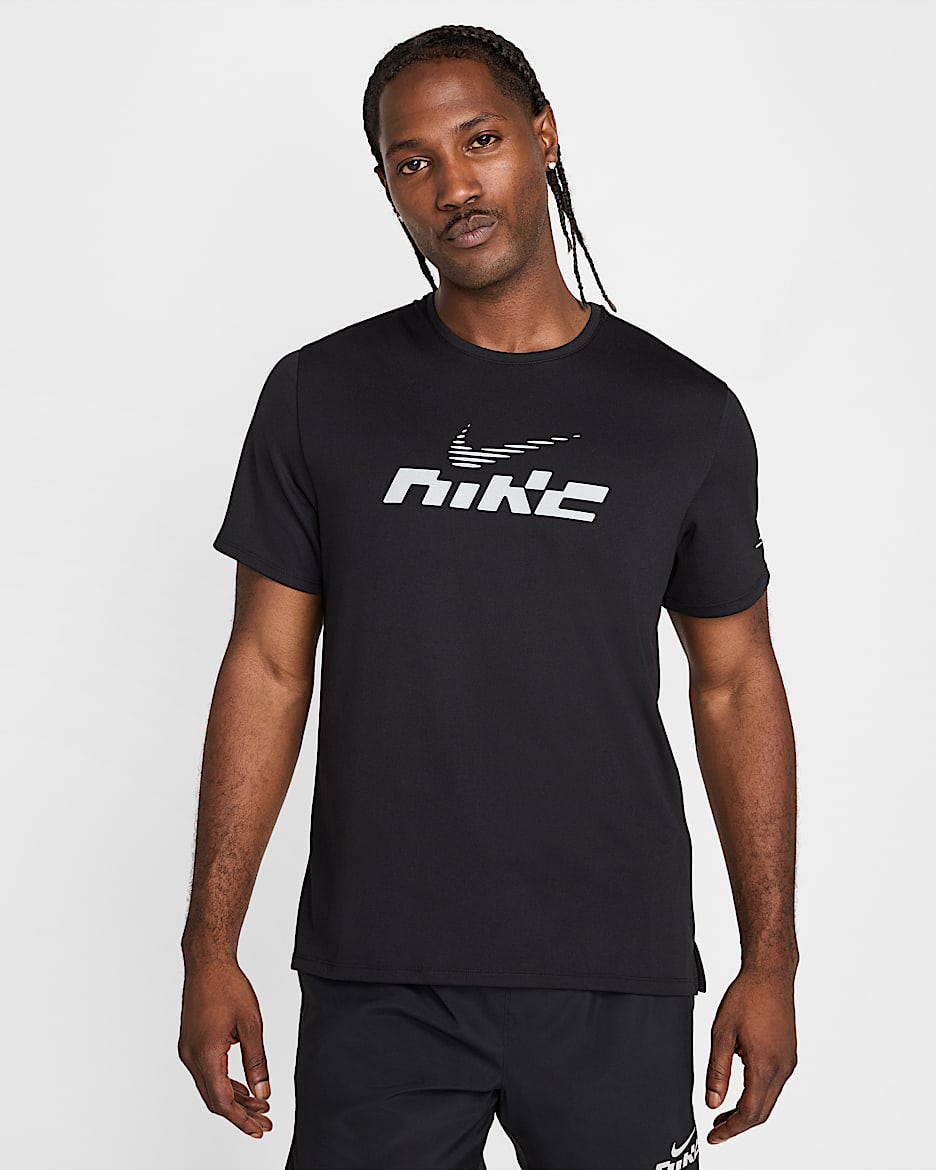 Playera de correr de manga corta Dri-FIT UV para hombre Nike Miler Flash - Negro