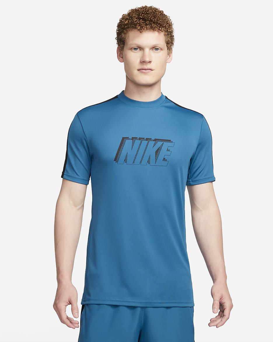 Nike Academy Men's Dri-FIT Short-Sleeve Football Top - Industrial Blue/Black/Industrial Blue/Black