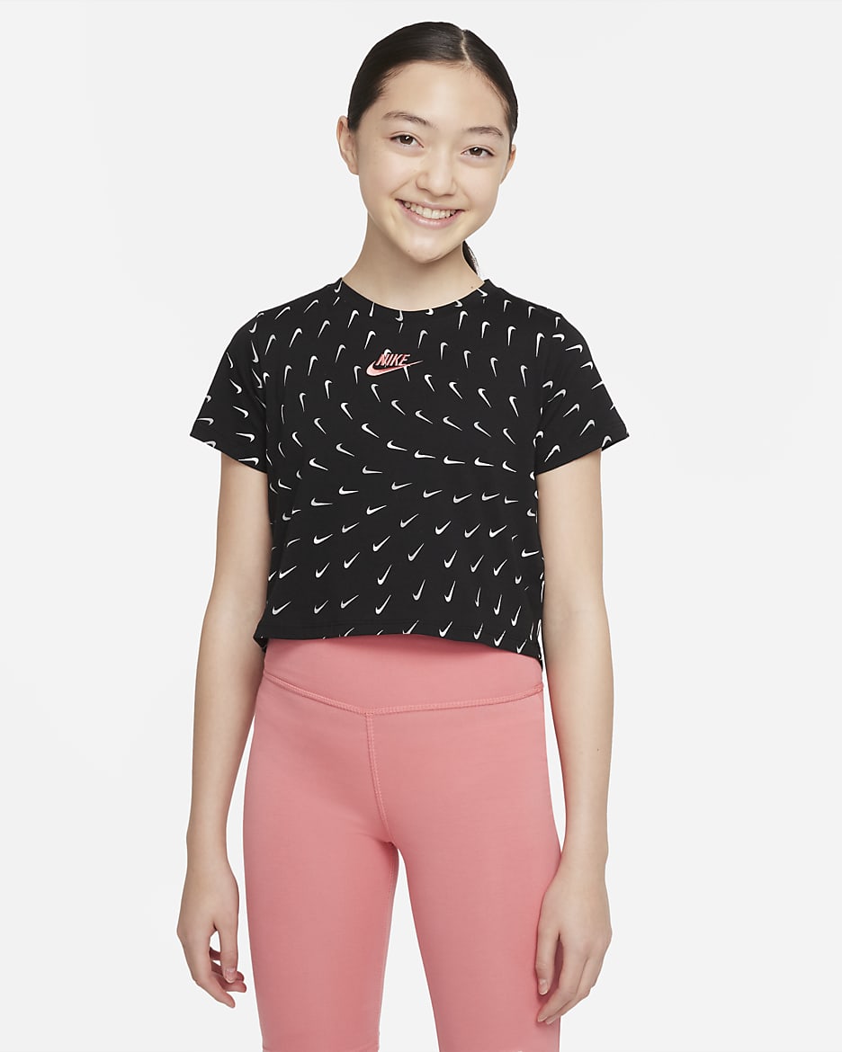 Nike Sportswear Big Kids' (Girls') T-Shirt - Black/Pink Salt