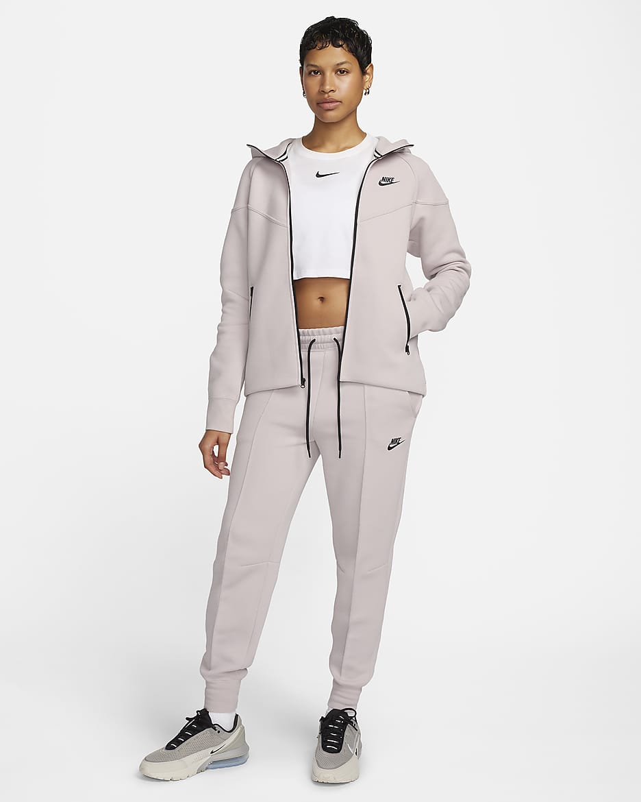 Nike Sportswear Tech Fleece Windrunner Damen-Hoodie mit durchgehendem Reißverschluss - Platinum Violet/Schwarz