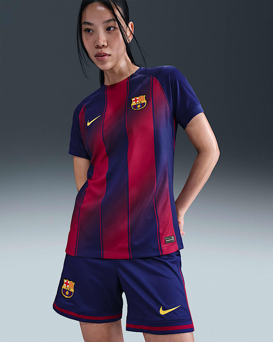 Fotbollströja FC Barcelona 2025/26 Stadium (hemmaställ) Nike Dri-FIT Replica för kvinnor - Deep Royal Blue/Noble Red/Midwest Gold