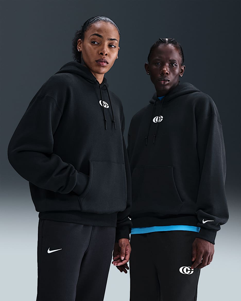 Caitlin Clark Nike Basketball Fleece Pullover Hoodie - Black/Sail
