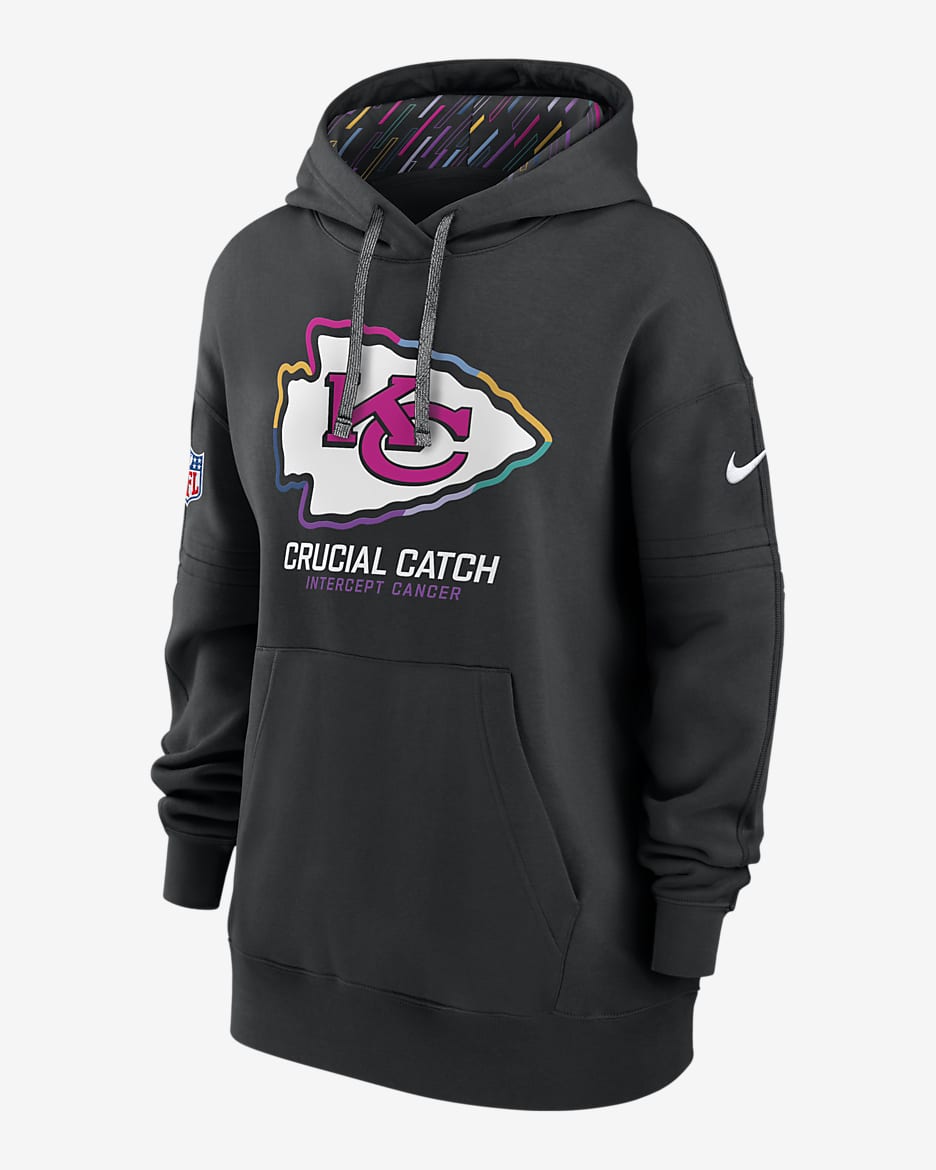 Sudadera con gorro sin cierre Nike de la NFL para mujer Kansas City Chiefs Crucial Catch Club - Negro