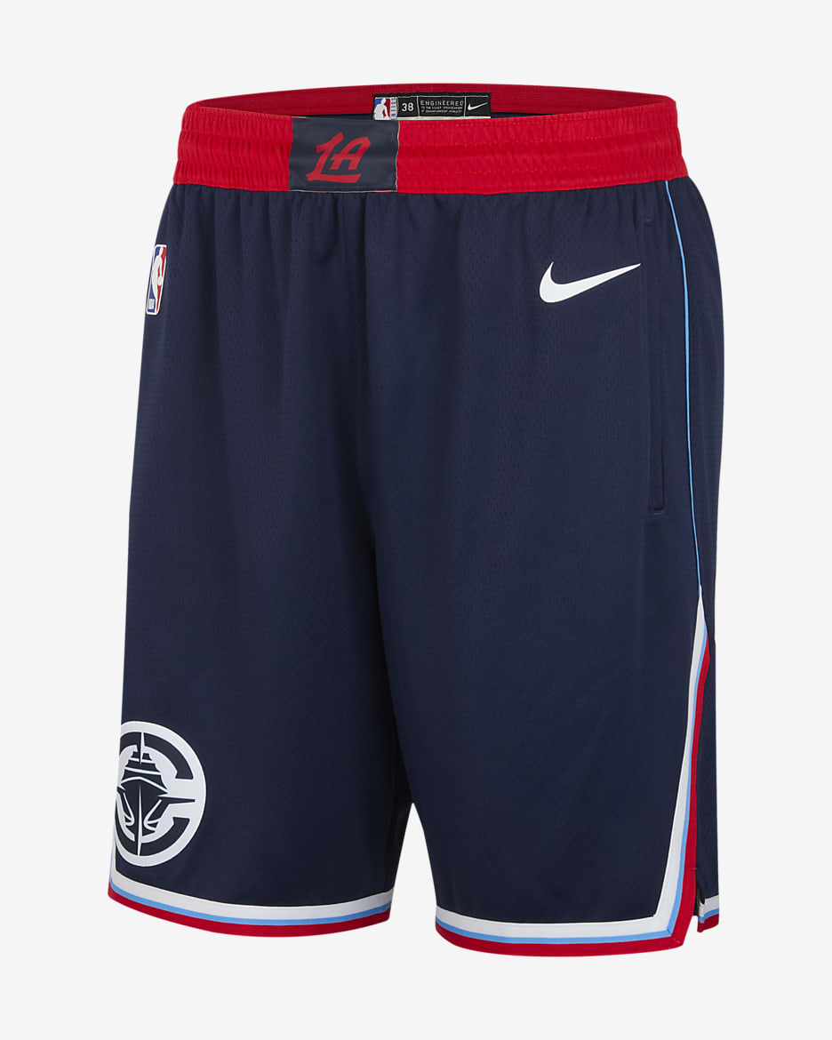 Shorts Nike Dri-FIT de la NBA Replica para hombre LA Clippers 2024/25 Swingman Icon Edition - Azul marino universitario/Blanco