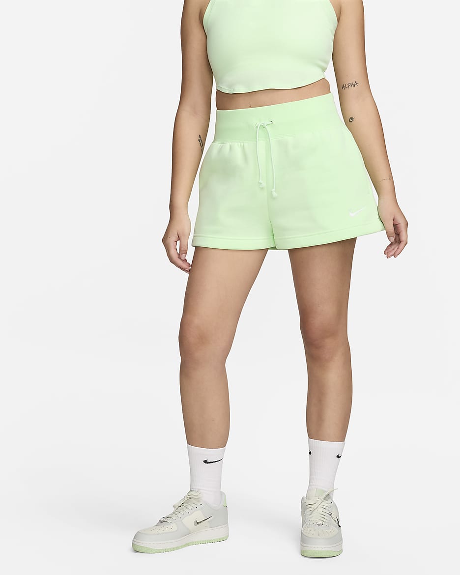 Shorts de ajuste holgado y tiro alto para mujer Nike Sportswear Phoenix Fleece - Verde vapor/Vela