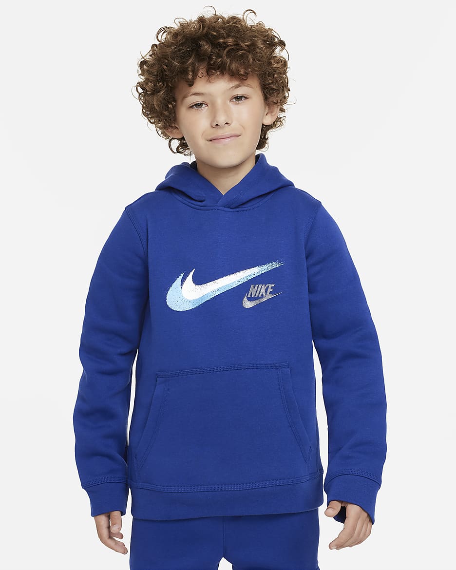 Nike Sportswear Older Kids' (Boys') Fleece Pullover Graphic Hoodie - Deep Royal Blue