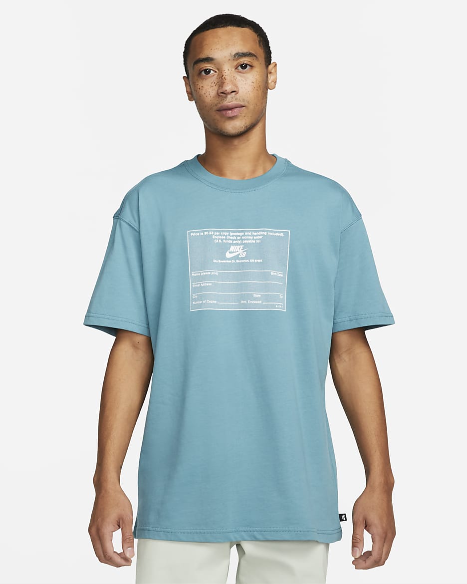 Playera de skateboarding para hombre Nike SB - Azul verdoso mineral