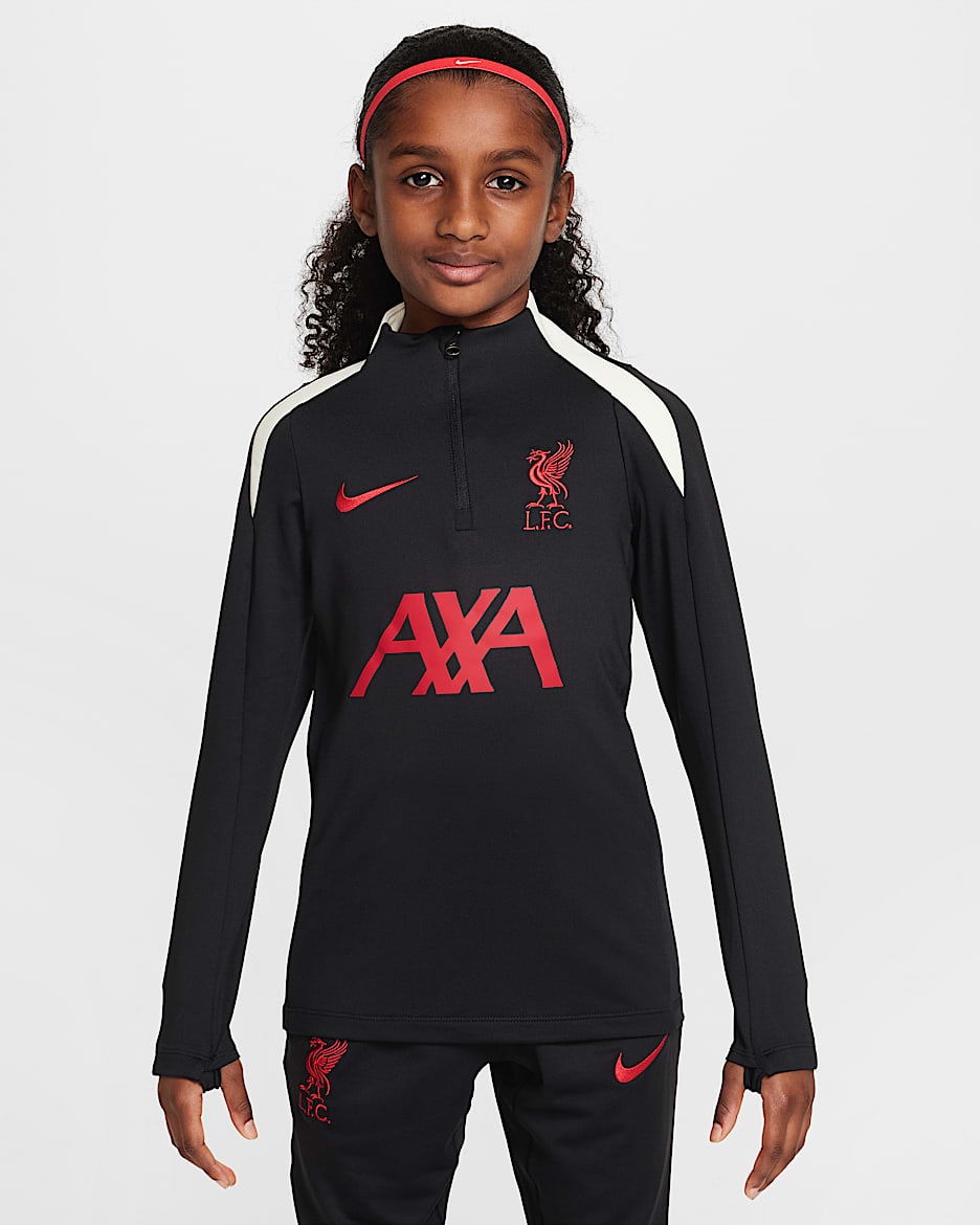 Liverpool F.C. Strike Special Edition Older Kids' Nike Dri-FIT Football Drill Top - Black/Coconut Milk/Gym Red