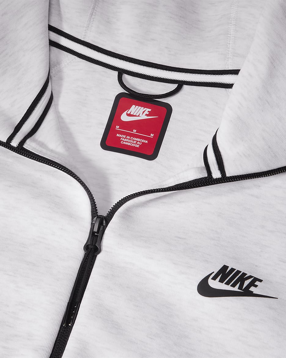 Nike Sportswear Tech Fleece Windrunner Tam Boy Fermuarlı Erkek Kapüşonlu Üst - Birch Heather/Siyah