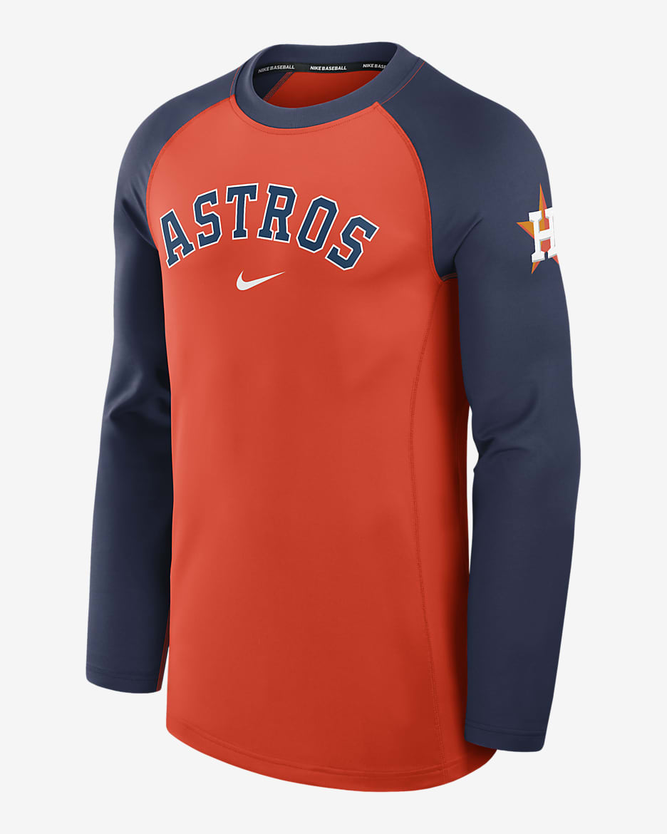 Playera de manga larga Nike Dri-FIT de la MLB para hombre Houston Astros Authentic Collection Game Time - Naranja