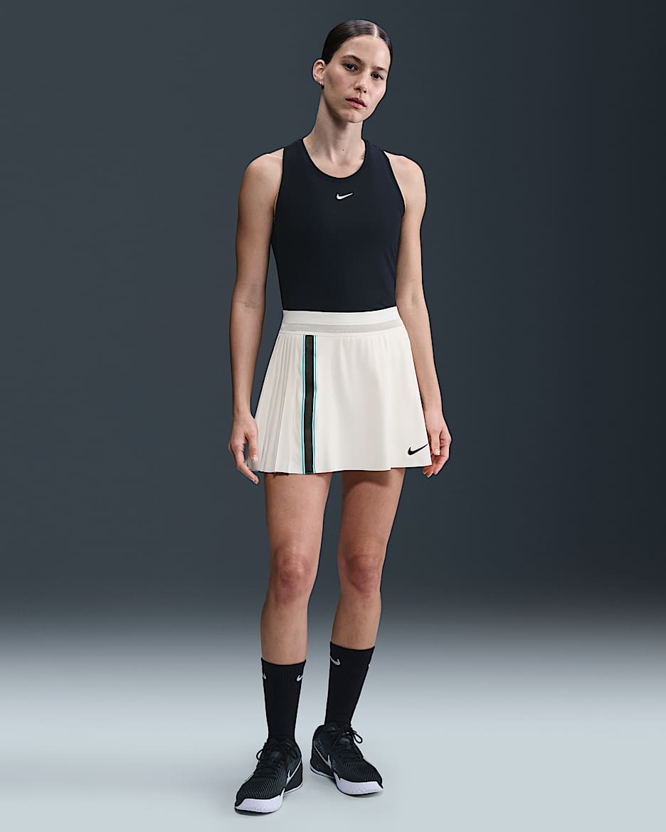 NikeCourt Slam Dri-FIT Kadın Tenis Eteği - Pale Ivory/Pale Ivory/Siyah
