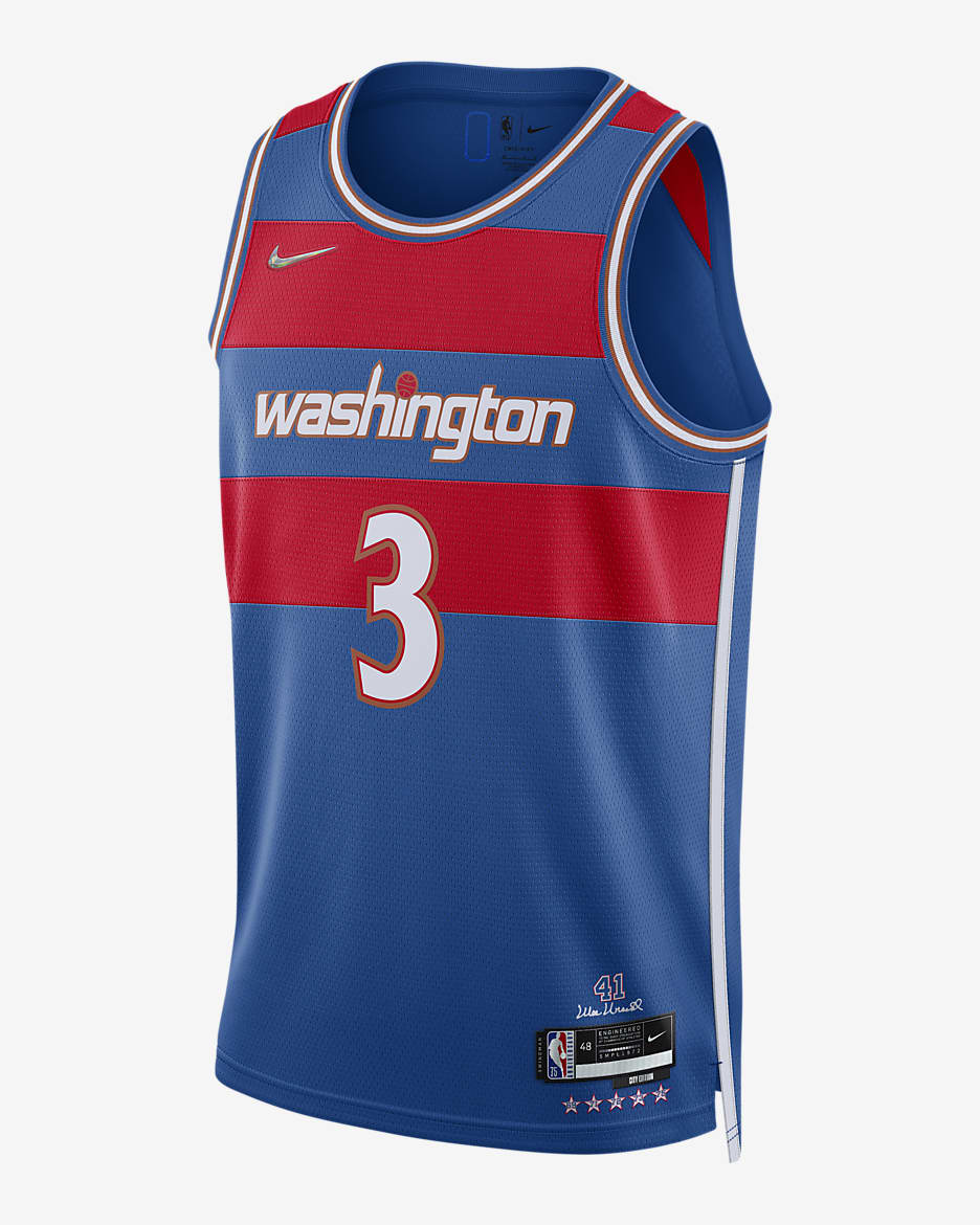 Washington Wizards City Edition Nike Dri-FIT NBA Swingman 球衣 - Team Royal/University Red/白色