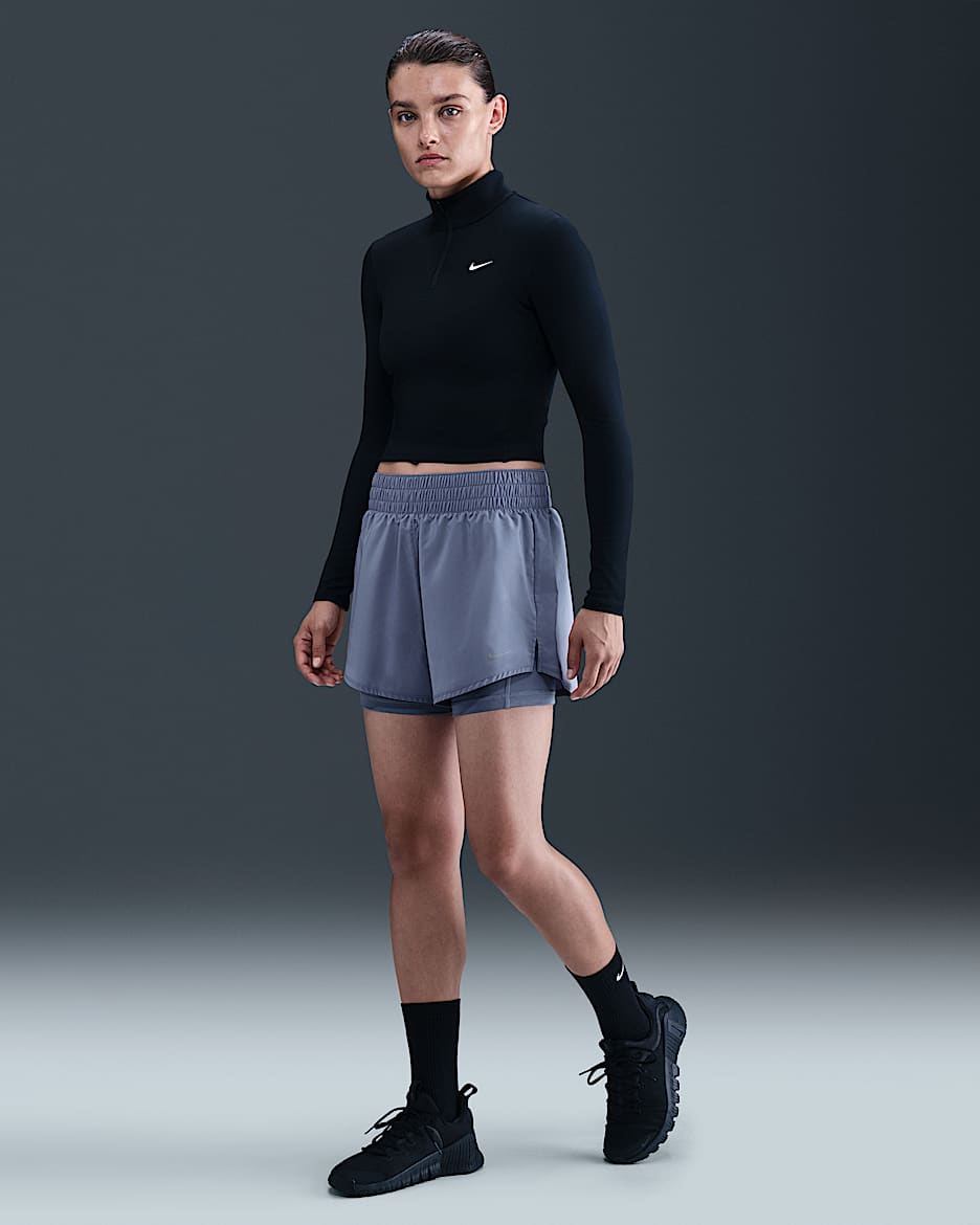 Shorts 2 en 1 Dri-FIT de tiro alto de 8 cm para mujer Nike One - Índigo mundial