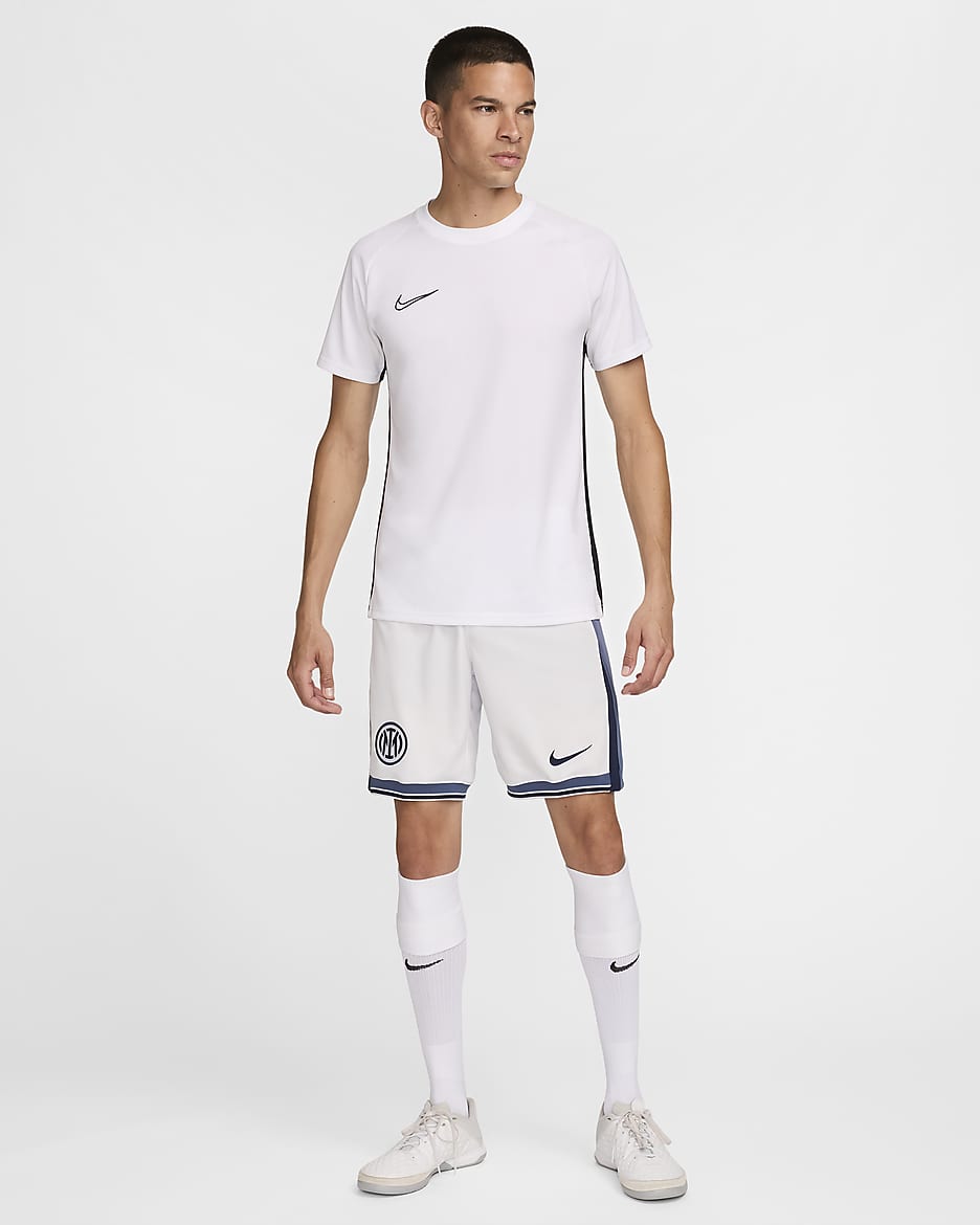 Calções de futebol de réplica Nike Dri-FIT do equipamento alternativo Stadium Inter de Milão 2024/25 para homem - Branco Summit/Iris Whisper/Midnight Navy