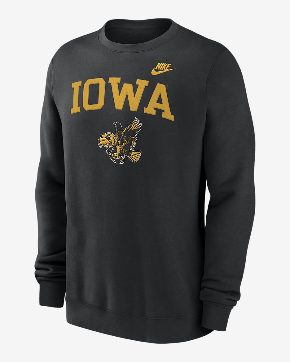 Sudadera de cuello redondo sin cierre universitaria Nike para hombre Iowa Hawkeyes Legacy Classic Arch - Negro