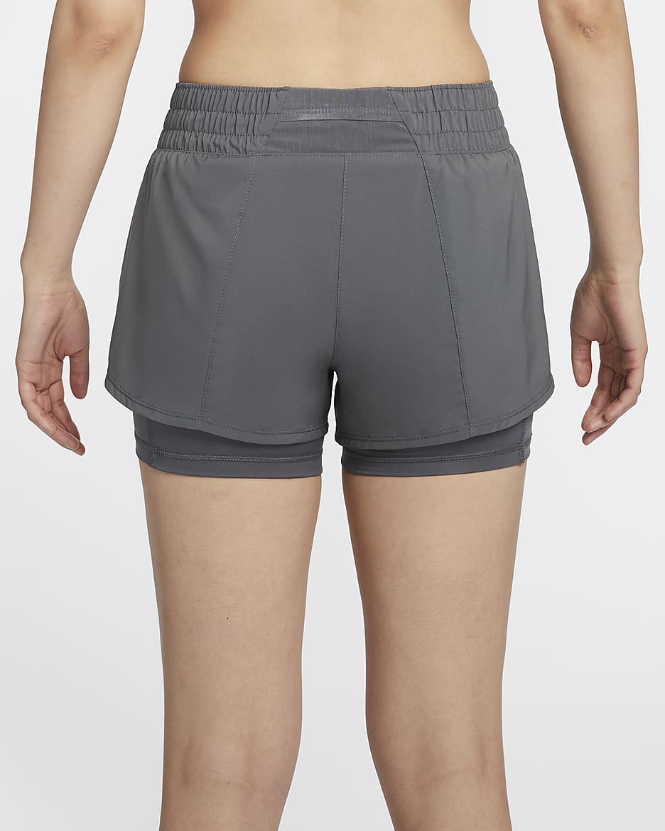 Nike Dri-FIT One Women's Mid-Rise 8cm (approx.) 2-in-1 Shorts - Iron Grey