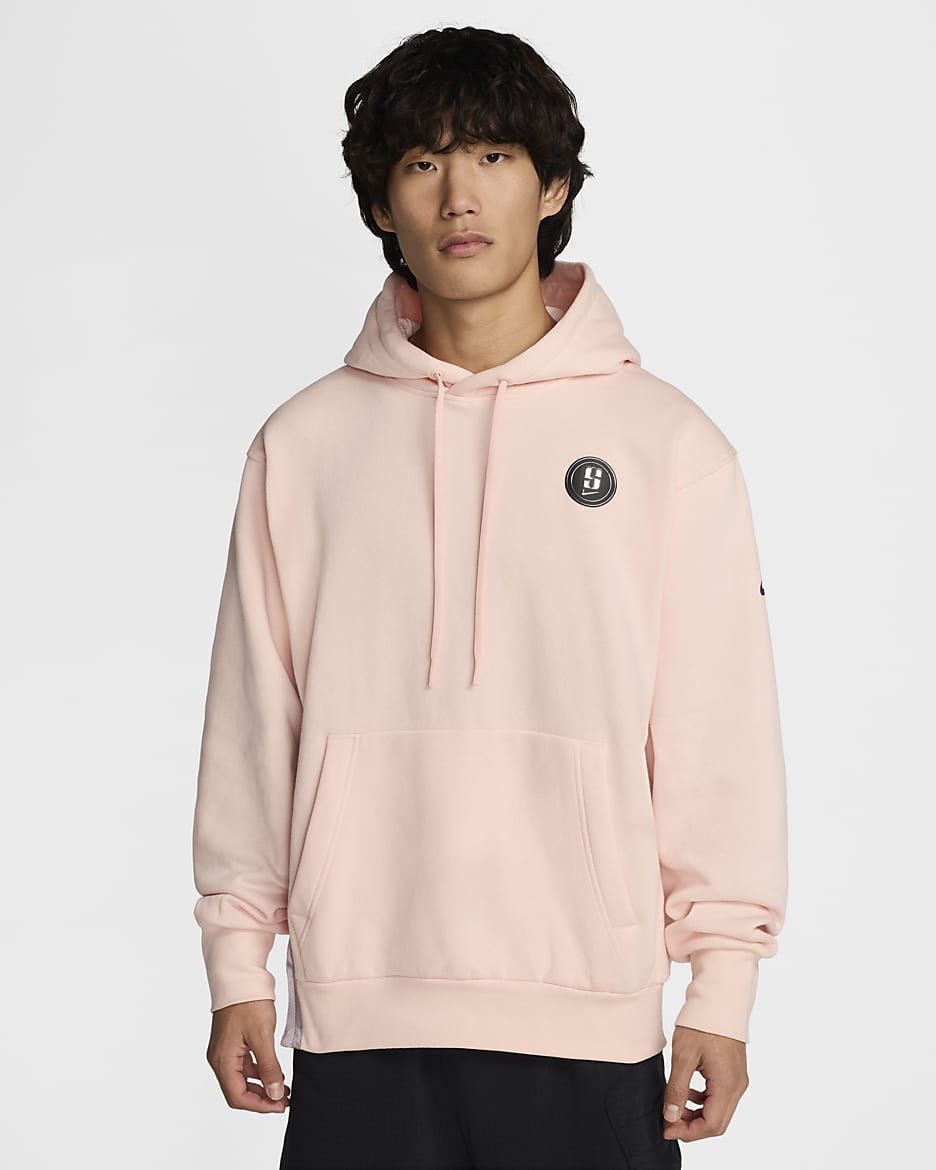 Sudadera con gorro de básquetbol de tejido Fleece Sabrina - Coral lavado/Mena violeta claro/Pasa oscuro