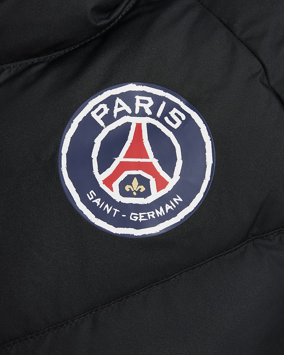 Paris Saint-Germain Nike Fußballjacke mit Synthetikfüllung und Kapuze für ältere Kinder - Schwarz/Schwarz/University Red