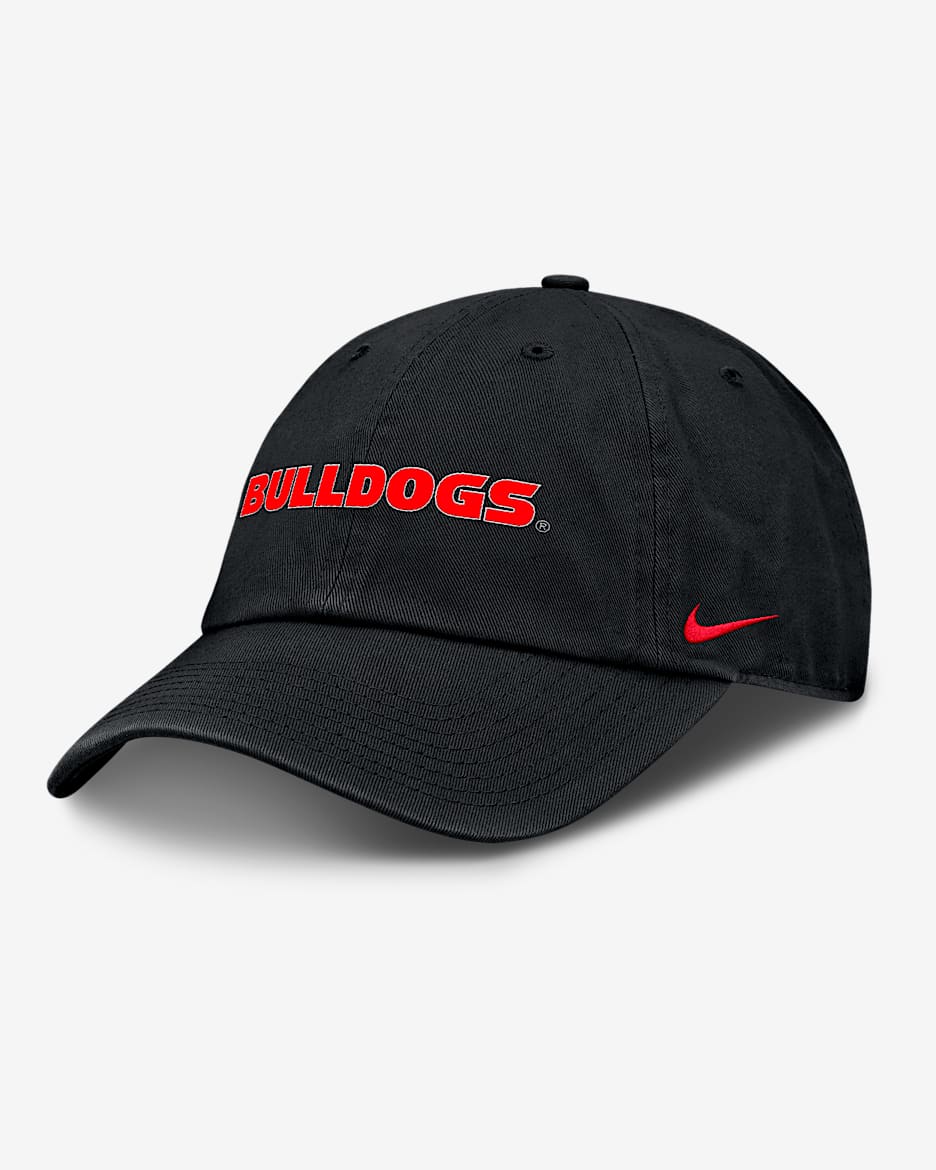 Gorra universitaria Nike ajustable para hombre Georgia Bulldogs Core Club Mascot Wordmark - Negro