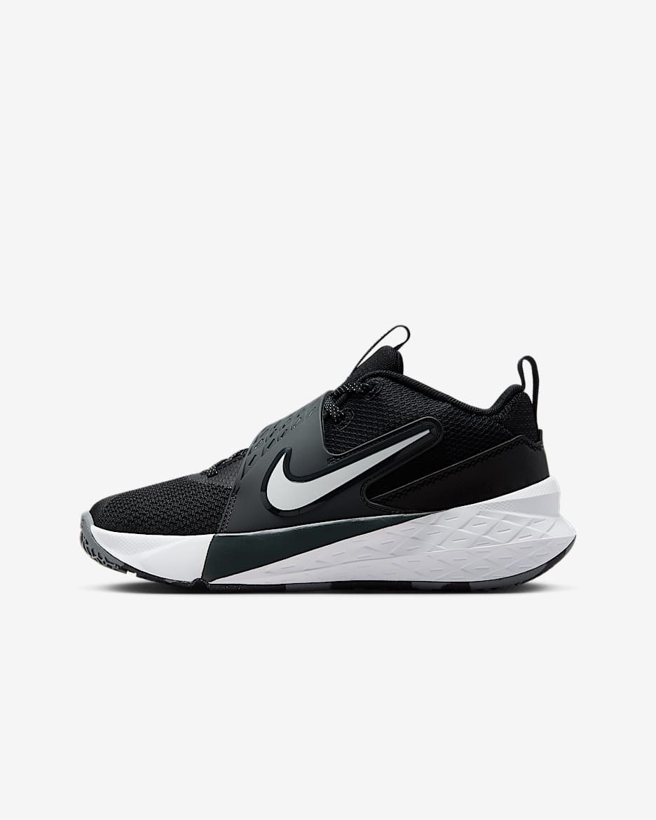 Nike Team Hustle D 12-basketballsko til større børn - sort/Anthracite/hvid