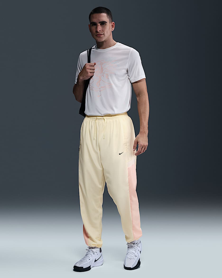 Nike Icon Men's Woven Basketball Trousers - Coconut Milk/Washed Coral/Pale Ivory/Black