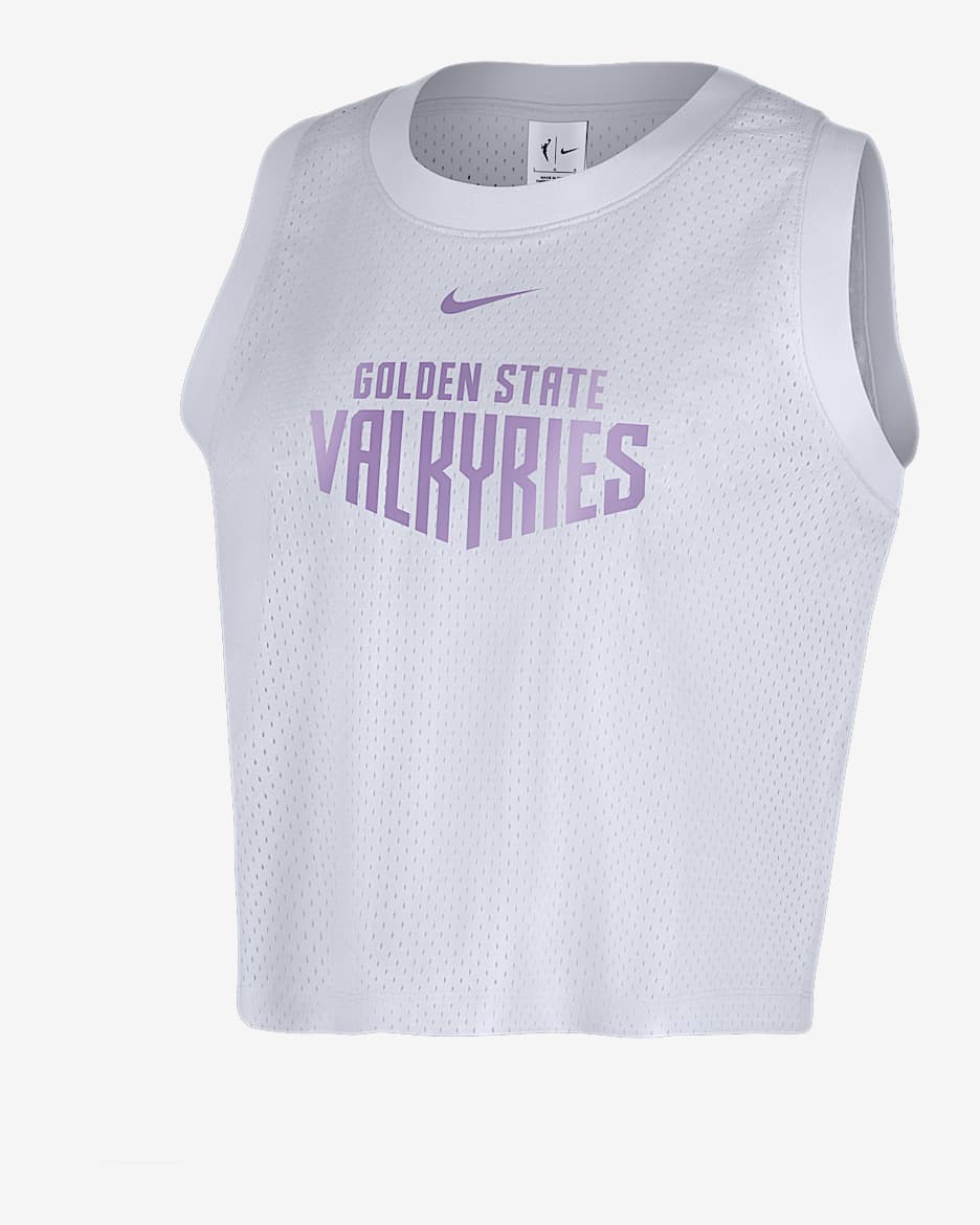 Camiseta de tirantes Nike de malla de la WNBA para mujer Golden State Valkyries - Blanco/Lila urbano
