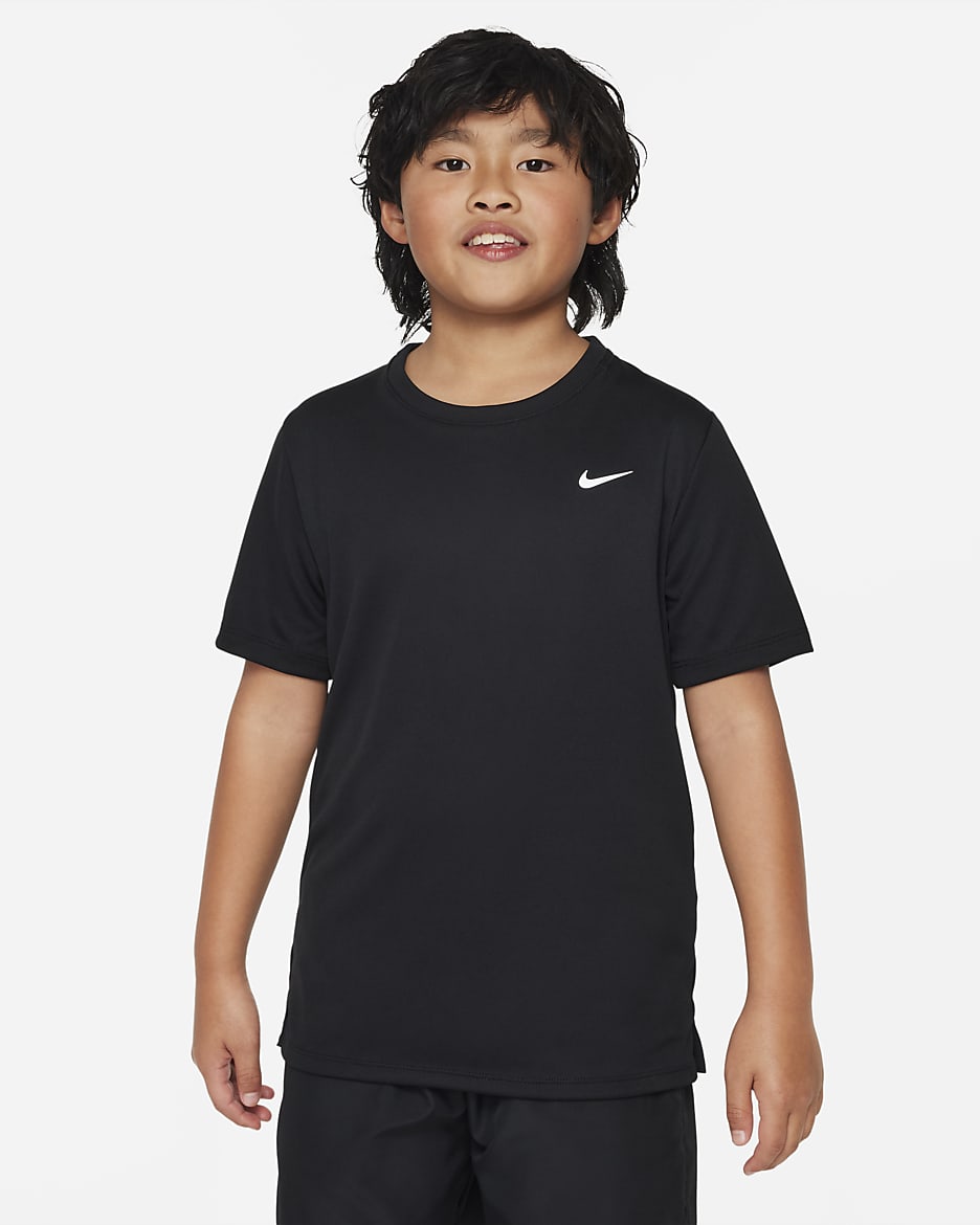 Nike Dri-FIT Miler Kurzarm-Trainingsoberteil für ältere Kinder (Jungen) - Schwarz