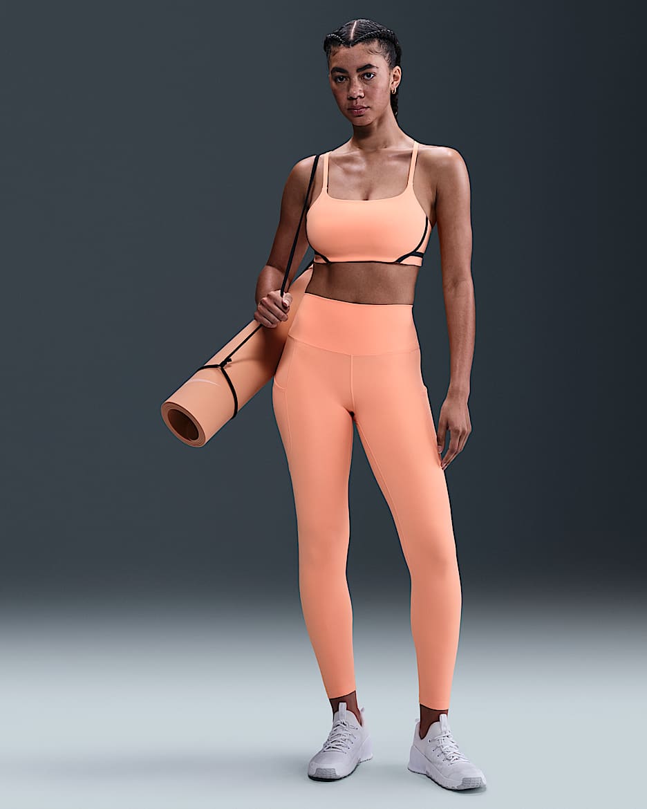 Nike One Women's High-Waisted 7/8 Leggings with Pockets - Apricot Agate/Black