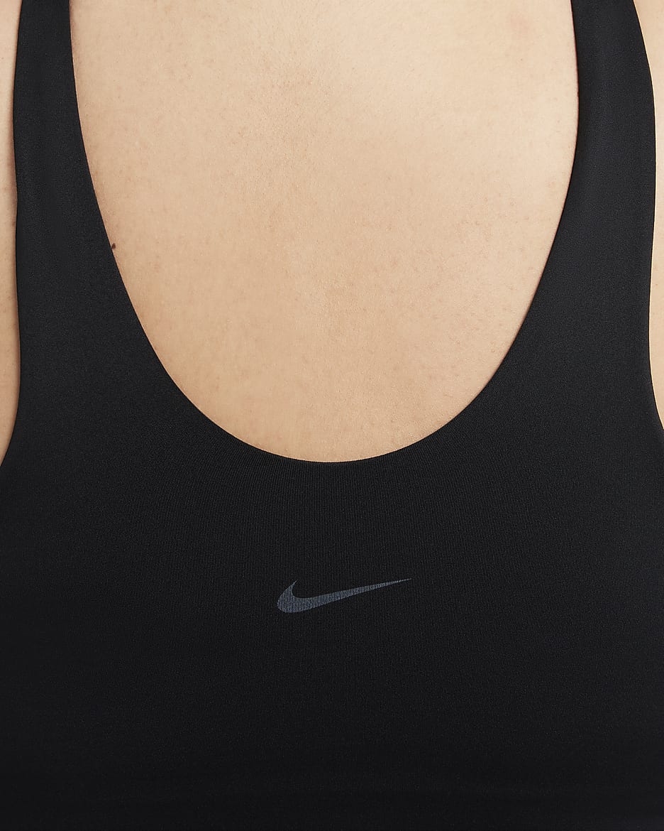 Camiseta de tirantes con bra deportivo de baja sujeción con almohadillas para mujer (talla grande) Nike Alate - Negro/Gris azulado