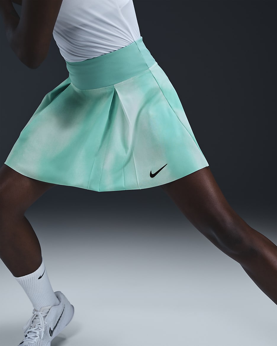 Jupe de tennis imprimée Dri-FIT Nike Advantage pour femme - Glacier Blue/Noir