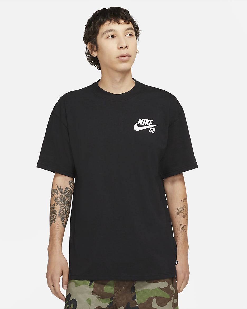 T-shirt de skateboard à logo Nike SB - Noir/Blanc