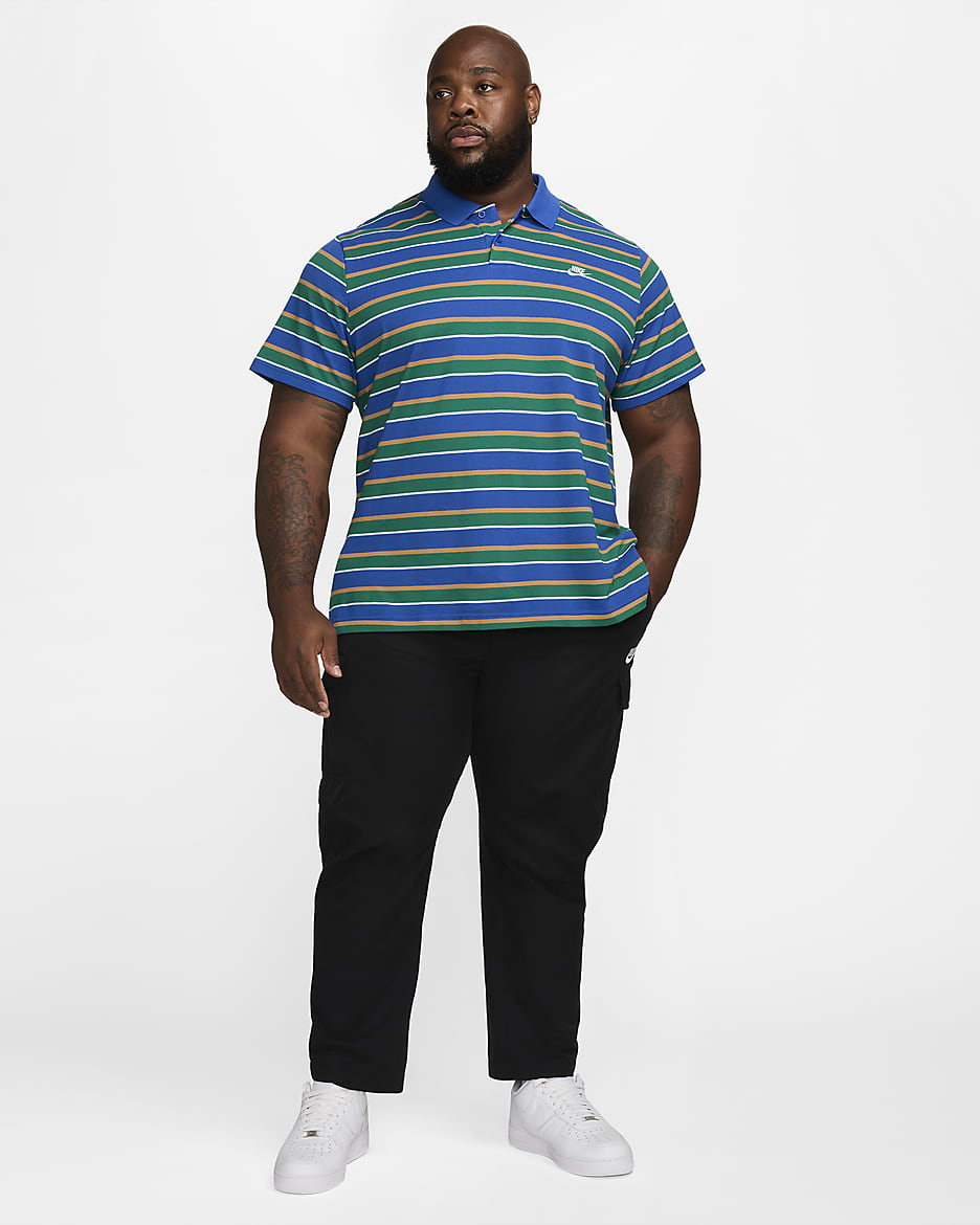 Nike Club Men's Striped Polo - Game Royal/White