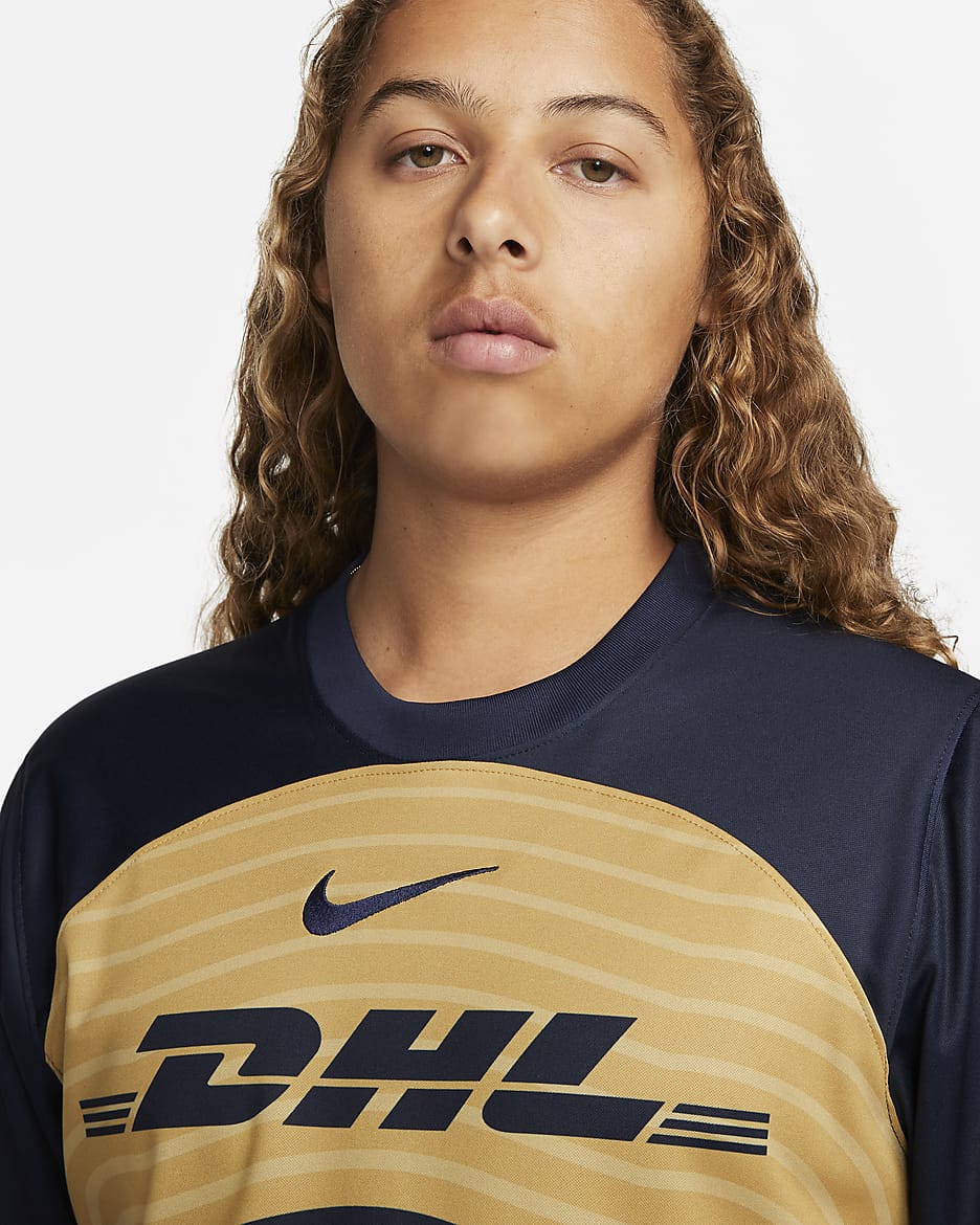 Maillot de football Nike Dri-FIT Pumas UNAM 2022/2023 Stadium Extérieur pour Homme - Truly Gold/Obsidian/Obsidian