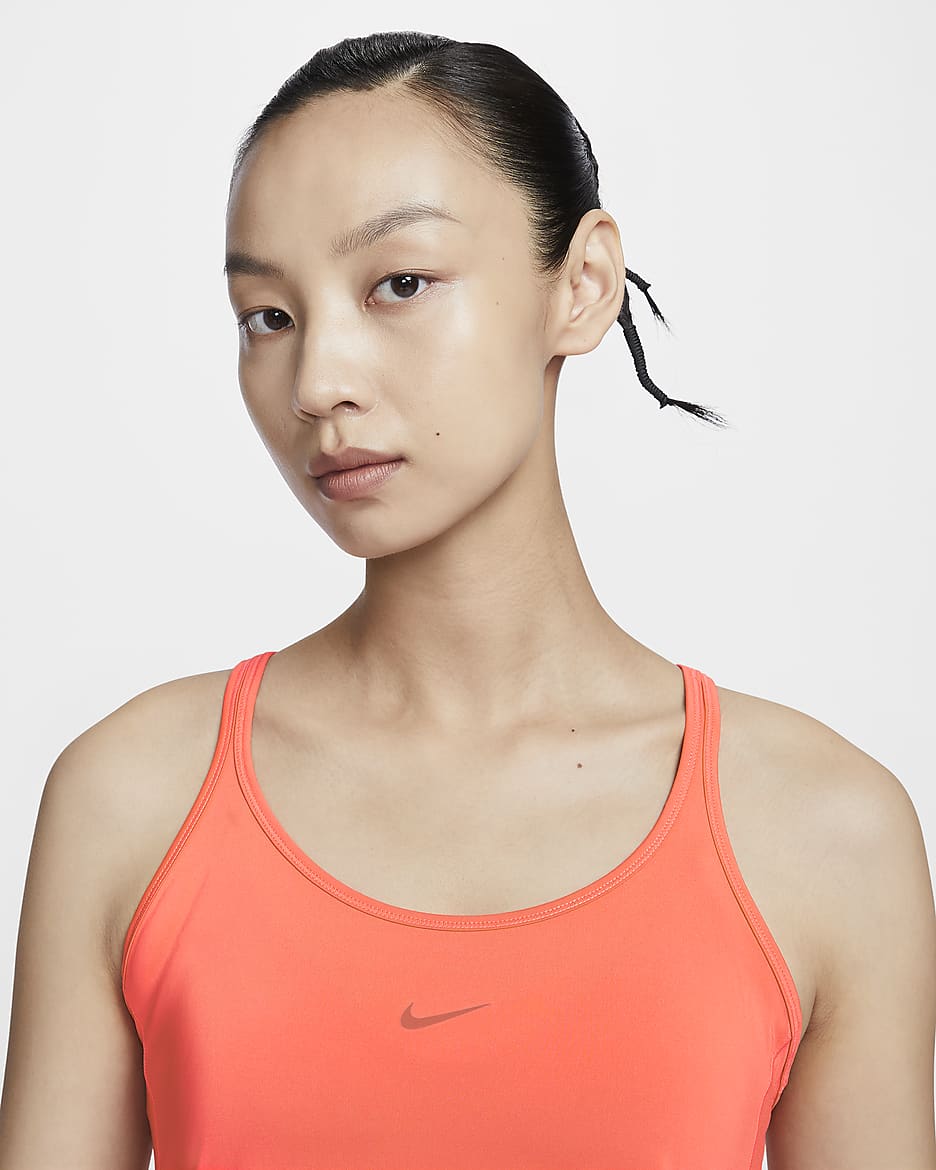 Nike One Classic 女款 Dri-FIT 細肩帶背心上衣 - Light Wild Mango/黑色