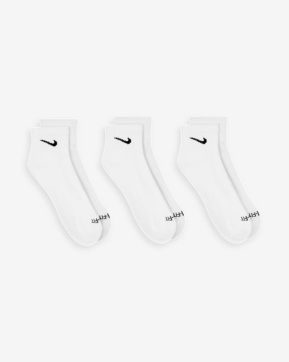Nike Everyday Plus Cushioned Training Ankle Socks (3 Pairs) - White/Black