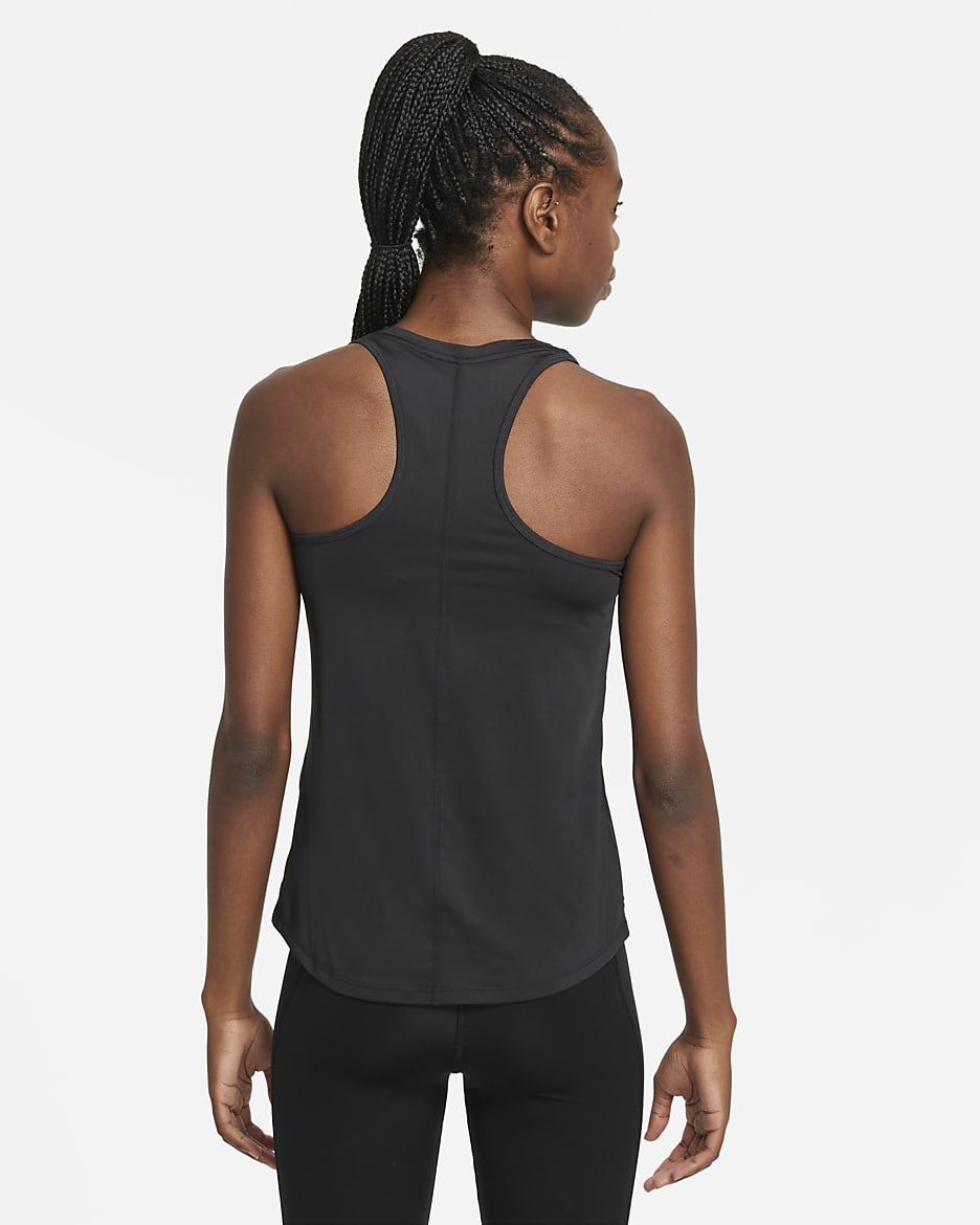 Nike Dri-FIT One singlet med smal passform til dame - Svart/Hvit