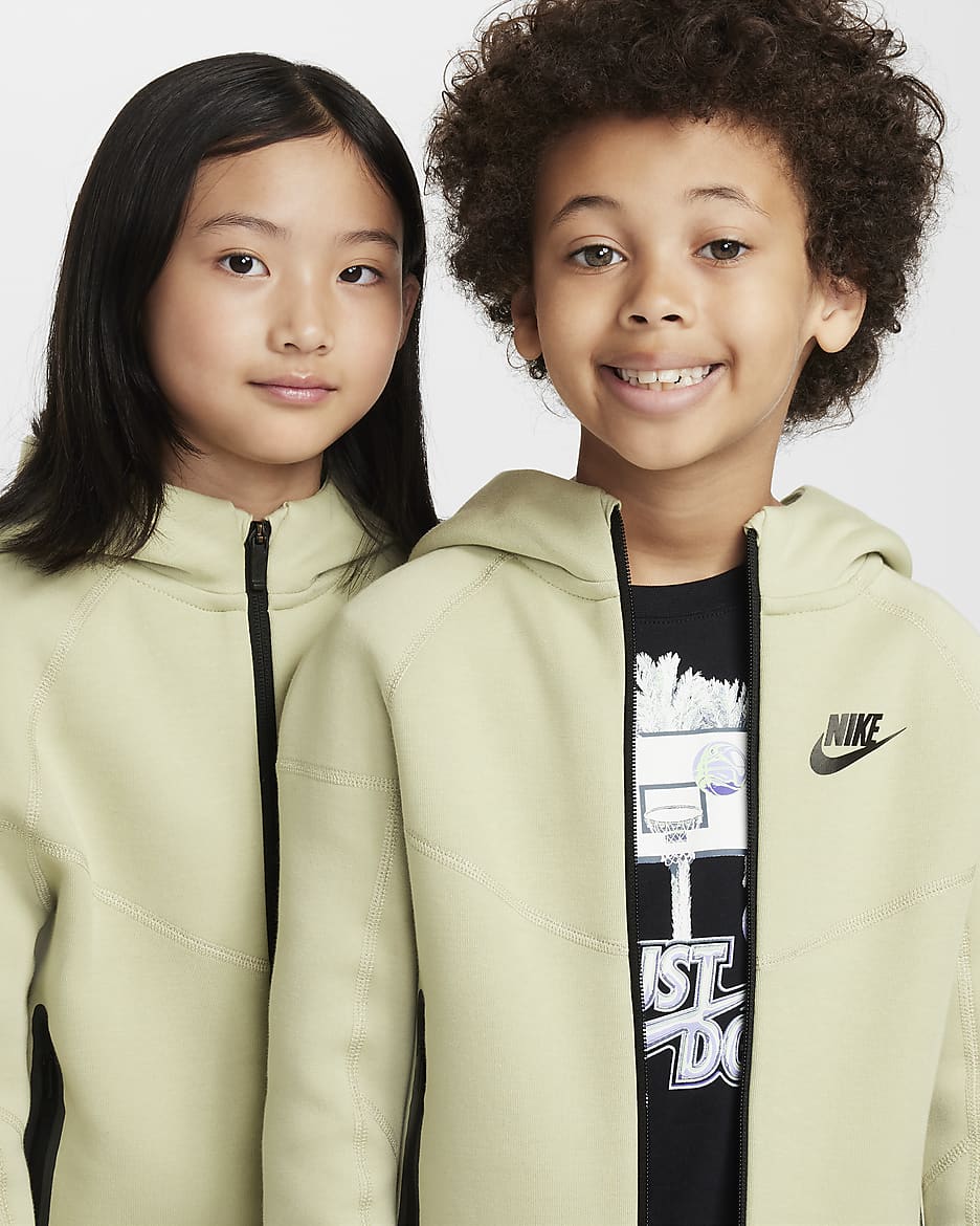 Nike Sportswear Tech Fleece Full-zip Set Younger Kids' 2-Piece Hoodie Set - Olive Aura