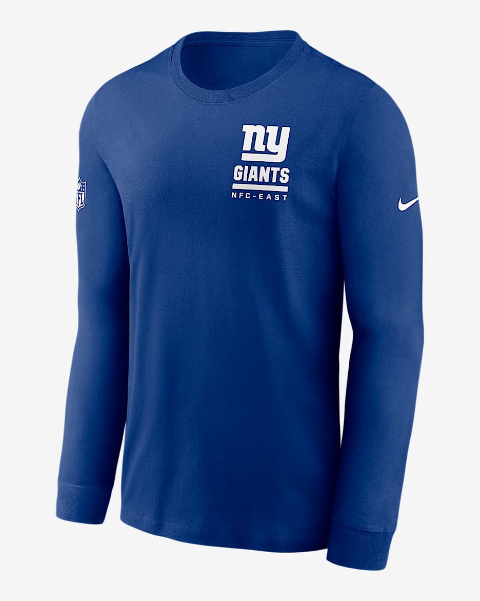 Playera de manga larga Nike Dri-FIT de la NFL para hombre New York Giants Sideline Team Issue - Azul