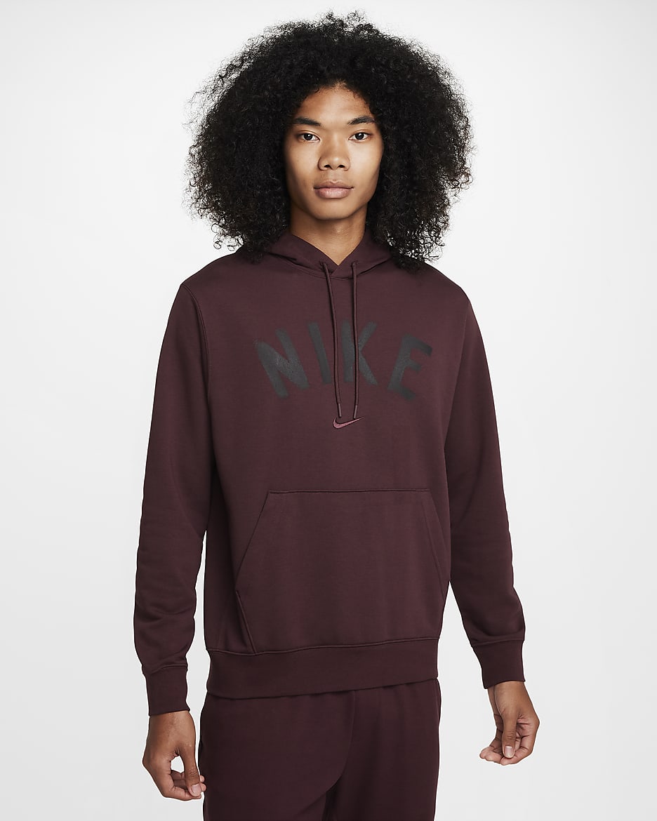 Nike Swoosh Men's Dri-FIT French Terry Pullover Fitness Hoodie - Burgundy Crush/Burgundy Crush/Black