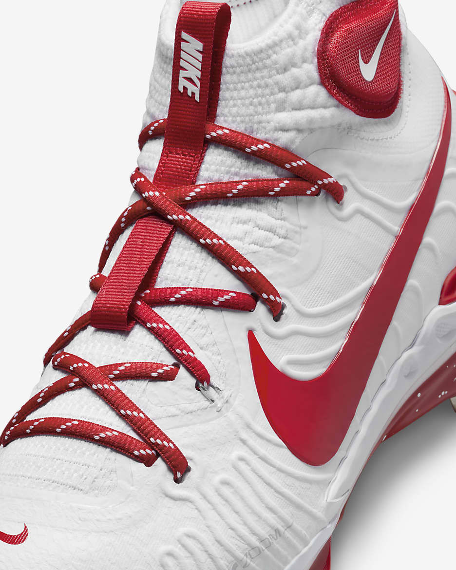 Tacos de béisbol para hombre Nike Alpha Huarache NXT - Blanco/Platino puro/Rojo universitario