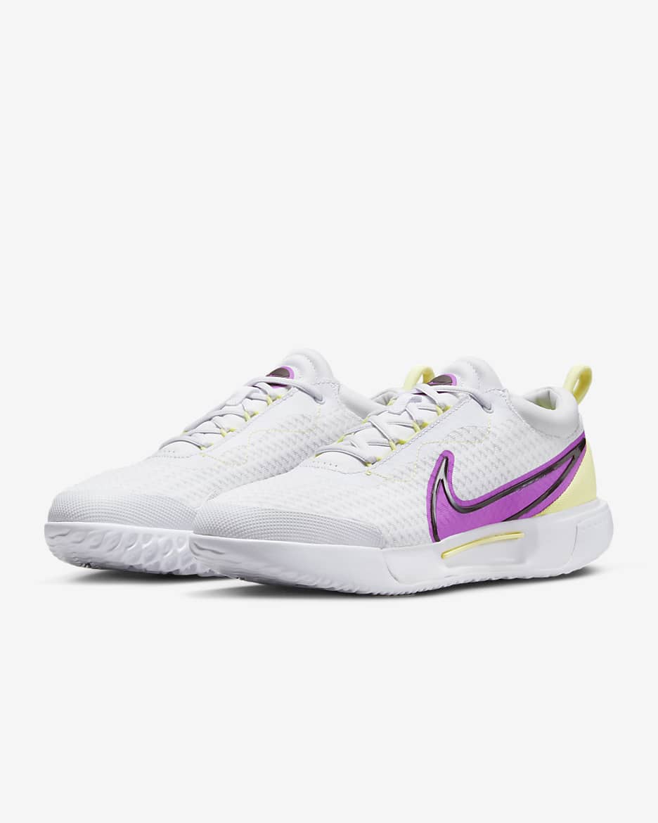 NikeCourt Air Zoom Pro Women's Hard Court Tennis Shoes - White/Citron Tint/Earth/Fuchsia Dream